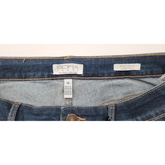 Sofia Jeans Rosa Curvy Skinny Ankle 14 Dark Wash NEW Super Hi-Rise Distressed - Picture 3 of 10